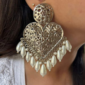 Boucles d'oreilles afghanes traditionnelles vintage Couleurs personnalisées tendance Argent antique plaqué Motif floral Cadeau de fête de Noël en acier inoxydable - Product Image 4