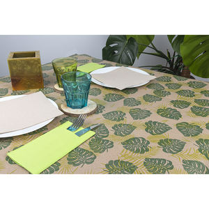 Mantel con Estampado de Monstera Eco Nature 100x100cm, Envuelto al Vacío y Codificado, B2B - Product Image 1