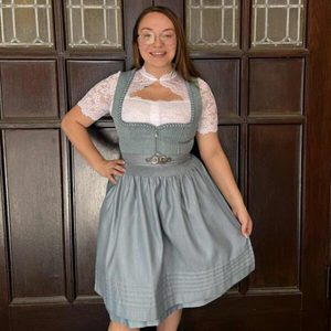 Women's Bavarian Style Dirndl <b>Dress</b> Traditional Beer Festival Folk Costume Midi <b>Dress</b> with Apron - Product Image 1