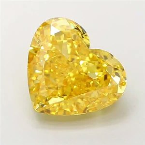 Diamant de laboratoire de couleur jaune fantaisie, taille cœur, 1 carat, clarté VS VVS, CVD HPHT, certifié IGI, prix de gros - Product Image 2
