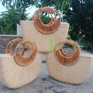 Sac fourre-tout Boho sac en jonc de mer à la mode sac à main en paille tissée sac de plage d'été plante dessin jonc de mer sac à main de HNH Craft Vietnam - Product Image 6