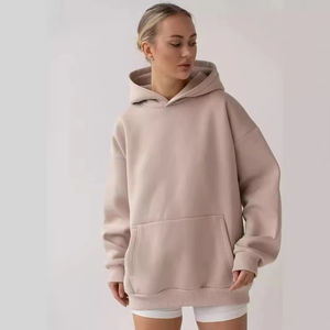 Recién llegado, sudaderas con capucha sólidas con hombros caídos para mujer, de algodón 100% Material, Impresión de logotipo personalizado transpirable, servicio OEM - Product Image 1