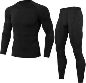 Collants de compression de fitness à manches longues pour hommes Costumes 2 pièces Ensemble d'entraînement de gymnastique active Marque privée Vêtements de yoga Chemise de compression - Product Image 5