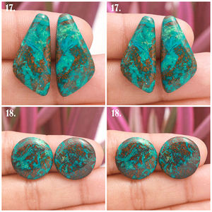 Pendientes de Cristal de Crisocola Verde Natural DHORGEMS para Mujer, Pendientes de Cabujón, Joyería Hecha a Mano - Product Image 5