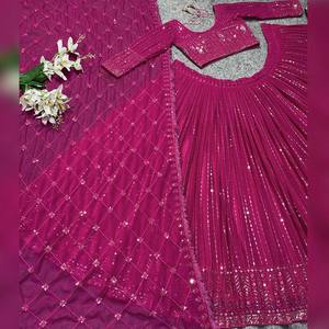 Satin de soie malais de qualité supérieure Lehenga Choli vêtements d'hiver ethniques traditionnels pour femmes indiennes robe indienne prête à l'emploi pour - Product Image 6