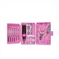 Juego de Herramientas Rosadas para el Hogar, 25 Piezas, Acero al Carbono, Kit de Reparación Doméstica, Estuche de Almacenamiento Portátil para Mujeres, Mantenimiento DIY