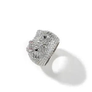 Anillo de Gato Dorado de Dibujos Animados, Bonito y de Primera Calidad, Incrustado con Circonita Cúbica, Joyería de Moda para Mujer - Product Image 6