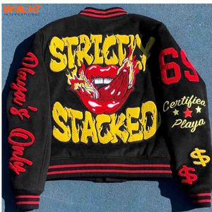 Chaqueta Universitaria de Béisbol Personalizada de Alta Calidad para Hombre, Chaqueta Varsity de Invierno con Cuello Alto - Product Image 2