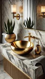 Évier en laiton antique pour la décoration de salle de bain classique, alliant le charme vintage à la solidité métallique durable - Product Image 2