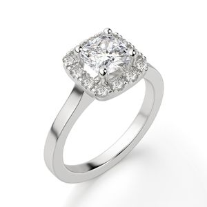 Anillo de compromiso Halo de diamante con corte de cojín para mujer - Product Image 5
