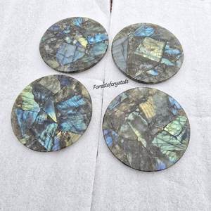 Sous-verres en pierre de labradorite naturelle, ensemble de sous-verres en cristal faits à la main - Product Image 3