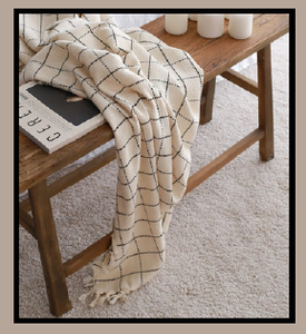 <b>White</b> Black Checkered 100 Percent Natural Cotton Bed Cover Lightweight Woven <b>Throw</b> 200x240 cm 79x95 inches - Product Image 5