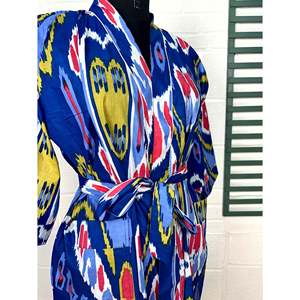 Kimono Ligero de Algodón para Verano, Estilo Boho Indio con Estampado Ikat, Bata de Playa de Lujo, Cubre Traje de Baño - Product Image 4