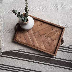 Bandeja de servicio de madera de acacia redonda RUSTIC FARMOUSE para cocina, hogar u Hotel, vajilla de estilo clásico para fiesta o ser de comida - Product Image 2