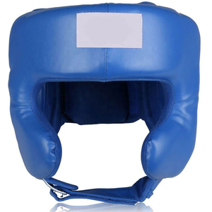 Casque de boxe en cuir PU bleu, casque de protection sportif, fermeture à boucle réglable, protection de la tête unisexe pour adultes - Product Image 1