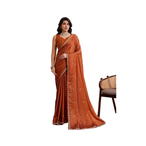 Sari de Seda Suave con Bordado, Diseño Tradicional y Elegante para Fiestas, de Secado Rápido, al Mejor Precio, FATEMA - Product Image 1