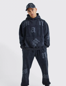 Ensemble de jogging unisexe personnalisé en molleton 100 % coton à séchage rapide avec impression en relief pour l'automne - Product Image 2