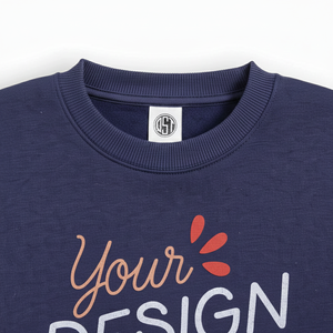 Sweat-shirt à col rond imprimé personnalisé, unisexe, en polaire, bleu marine, impression de marque, broderie, privé, hiver, automne, ODM - Product Image 5