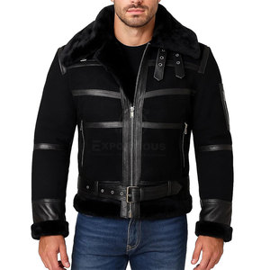 Breathable Comfortable Leather <b>Fur</b> <b>Jacket</b> Front Logo Customizable High Quality Eco-Friendly Outdoor Use <b>Men</b> Winter <b>Jacket</b> - Product Image 1