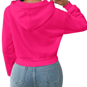 Casual Streetwear Drop Shoulder Figures Sudaderas con capucha ecológicas transpirables de punto de manga larga Sudadera con capucha recortada para mujer - Product Image 3