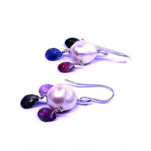 Boucles d'oreilles en argent sterling 925 plaqué or perle vermeil multi tourmaline gemmes pour mariages - Product Image 4