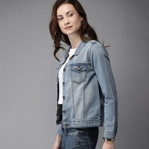 Chaqueta vaquera de manga larga informal para mujer, precio barato, OEM, transpirable, a prueba de viento, ecológica, cálida, elegante, personalizada, 100% - Product Image 2