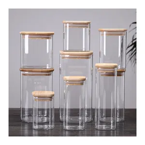 Benutzer definierte Einmach glas versiegelung 200ml -1500ml quadratische luftdichte Kanister mit Bambus-Holzdeckeln zu einem guten Preis