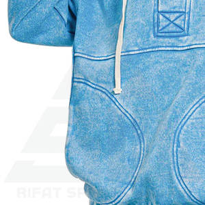 <b>Women</b> Winter Terry Acid Wash Pullover <b>Hoodies</b> Front Logo Option Sky <b>Blue</b> Color High Quality Bulk Orders - Product Image 3