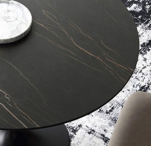 Table basse en aluminium de luxe moderne Table ronde latérale en aluminium Accessoires de meubles modernes Table noire - Product Image 3