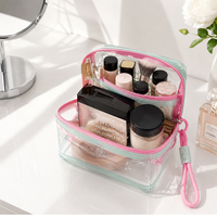 Pochette cosmétique transparente en PVC sur mesure, étanche, avec fermeture éclair, sac de maquillage, organiseur de toilette de voyage pour femmes, produits de beauté, OEM