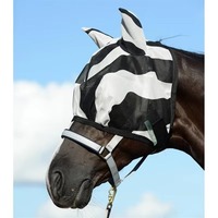 Masque anti-mouches en PVC à motif personnalisé pour cheval, avec couverture pour les oreilles et le visage, durable, résistant à l'usure, pour la protection du visage