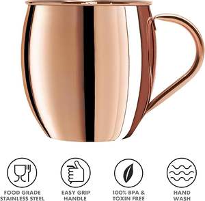 Taza Redonda de Cobre Puro Ecológica de Gran Capacidad con Tratamiento Antideslustre para una Bebida Cómoda a un Precio de la India - Product Image 5