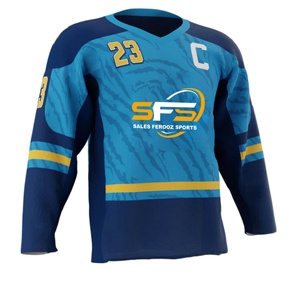 เสื้อฮอกกี้น้ำแข็งแบบยูนิเซ็กซ์คุณภาพสูงพร้อมโลโก้พิมพ์ลายแบบซับลิเมชั่น สีสันตามสั่ง ผลิตจากโพลีเอสเตอร์ 100% ขนาดสำหรับผู้ใหญ่ - Product Image 1