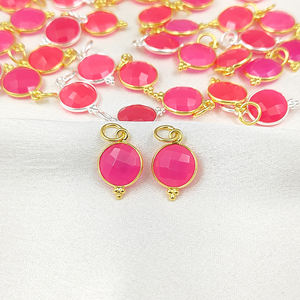 925S Argent Chaud Calcédoine 8 MM Pierres Précieuses Lunette Ronde Plaqué Or Charme Pendentif Bijoux Pendentifs Faits À La Main - Product Image 1