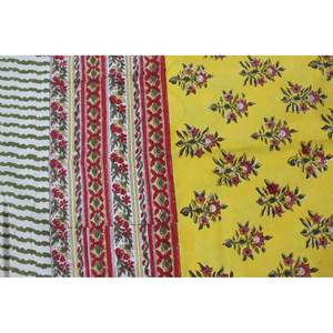 Yellow Floral Hand Block Print <b>Tablecloth</b> 100% Cotton Table Cover 6 Napkins for Home Dining Parties <b>Weddings</b> Size 150x220 cm - Product Image 4