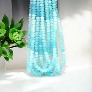 Sky <b>Blue</b> Shaded Candy <b>Opal</b> Smooth Rondelle Loose Gemstone Strand 7mm to 10mm for Jewelry Making Wholesale From India - Product Image 4