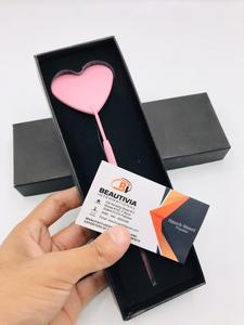 Vente en gros miroir d'extension de cils en acier inoxydable rose bébé en forme de coeur poignée confortable pince à sourcils de marque privée - Product Image 6