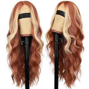 Peluca de pelo sintético ondulado Rubio, pelo largo frontal de encaje para mujer, fiesta diaria de alta calidad, suave, cómoda, jengibre, rubia mixta - Product Image 2