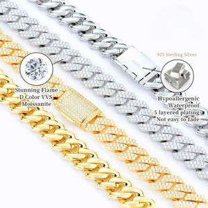 Collar Cubano Helado al por Mayor, Chapado en Oro y Plata, Acero Inoxidable, Fabricante y Proveedor de Joyería Hip Hop - Product Image 4