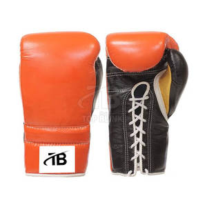 Guantes de boxeo profesionales de alta calidad, venta al por mayor, diseño de cuero con cordones, precio barato para entusiastas de las artes marciales - Product Image 1
