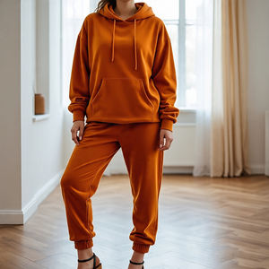 Vente en gros Sweat à capuche en velours avec fermeture éclair Survêtement pour dames Veste à fermeture éclair en velours épais Pantalon de survêtement Survêtement pour femmes - Product Image 3