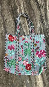 Bolso de compras de algodón acolchado de diseñador indio con hermoso estampado de pájaro, bolso de mano Reversible Popular de verano, accesorios de moda - Product Image 2
