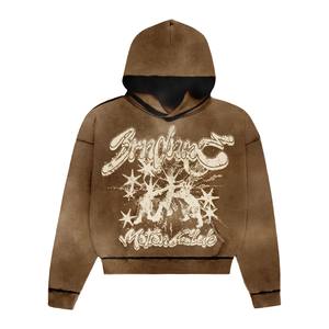 Sudaderas con capucha rosas personalizadas con diseño de logotipo estampado Puff ropa de calle cálida de invierno para mujeres logotipo personalizado posición frontal - Product Image 2