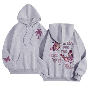 Sudadera con capucha de manga larga con cuello redondo para mujer, ropa de calle con estampado de mariposas, pijama de Otoño Invierno con cuello forrado, jersey de talla grande 2024 - Product Image 5