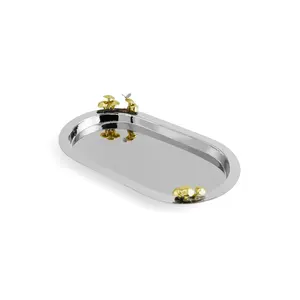 Plateau rond décoratif de luxe en plastique à motif végétal, écologique, fait main, pour décoration de mariage, plaqué et sûr - Product Image 5