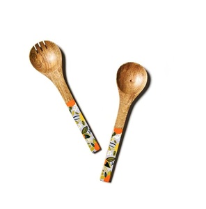 Juego de utensilios de madera de mango blanco lavado con mango SERVIDOR DE ENSALADA DE MADERA JUEGO DE 2 HECHO A MANO UNICO KETCHENWAR - Product Image 2