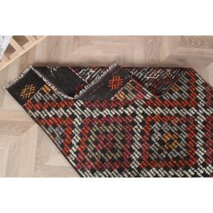 2.7x8.9 ft Vintage Rug, Kilim Rug, <b>Brown</b> Persian Rug <b>Wool</b> - Product Image 5