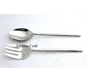 Ensemble de service à salade personnalisé en argent mat meilleure qualité à long manche en acier inoxydable outils à salade lave-vaisselle cuillère de service fourchette - Product Image 4