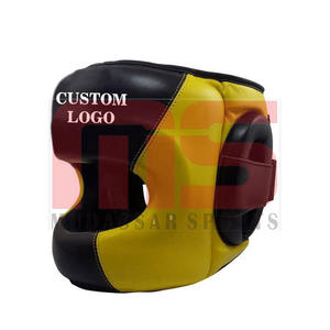 Protector de cabeza de boxeo de cara completa duradero, casco protector de cuero con logotipo personalizado con barra nasal para MMA Kickboxing y artes marciales - Product Image 4