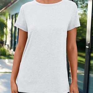 Camisetas de Verano Ecológicas Personalizadas OEM, Corte Regular, para Mujer, Algodón/Poliéster, Casuales, Impresión Digital, Tinte Liso, Secado Rápido - Product Image 2